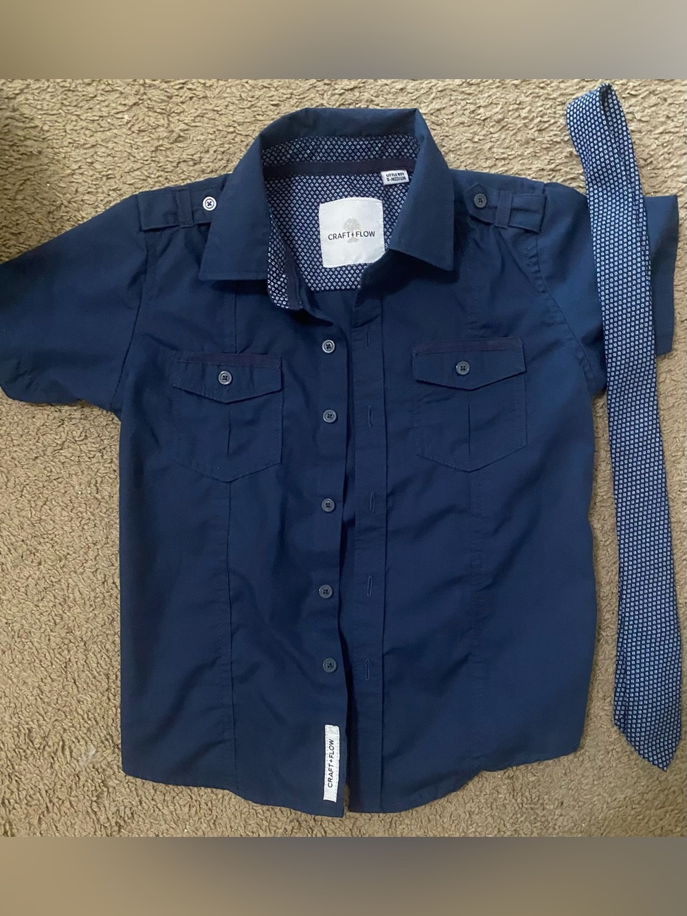 Boys' Navy Short-Sleeve Button-Down Shirt